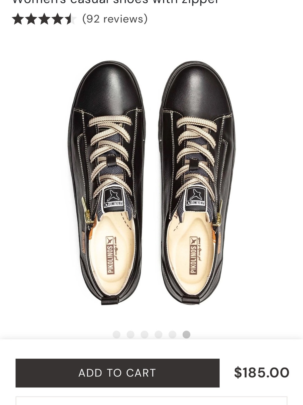 PIKOLINOS Black Leather Lace-Up Shoe Size 38